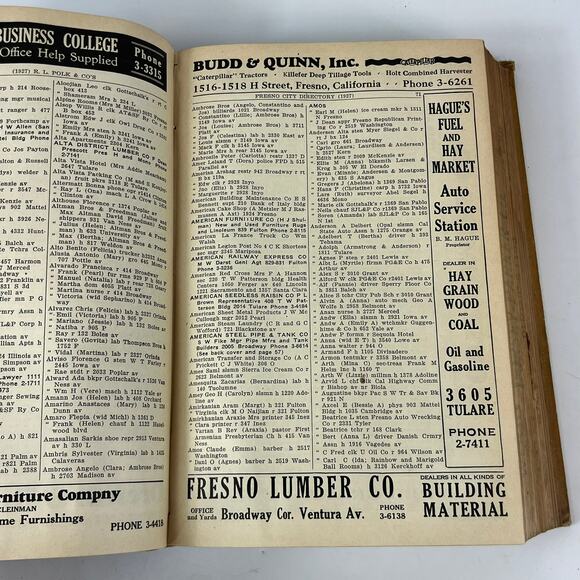 1927 CA Fresno City/County Directory Polk Classified Business Ancestry Genealogy - Picture 12 of 16